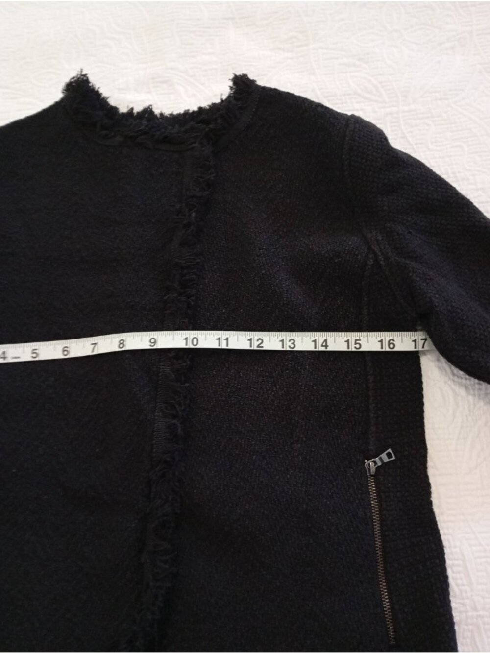 Nic+Zoe Black Fringed Open Front Jacket XS Womens Casual Textured Blazer - Picture 12 of 12
